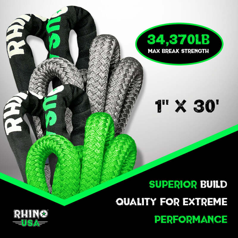Rhino USA KROPE-1X30-GRN - RSAKROPE-1X30-GRN - Rhino USA Kinetic Energy Recovery Rope (1In X 30Ft) Green - Shipped in Europe - Tuningsupply.com