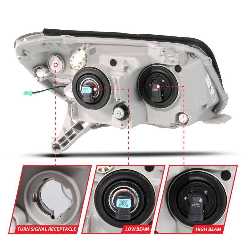 ANZO 111616 - ANZ111616 - ANZO 06-09 Toyota 4 Runner Projector Headlights Plank Style - Black - Shipped in Europe - Tuningsupply.com