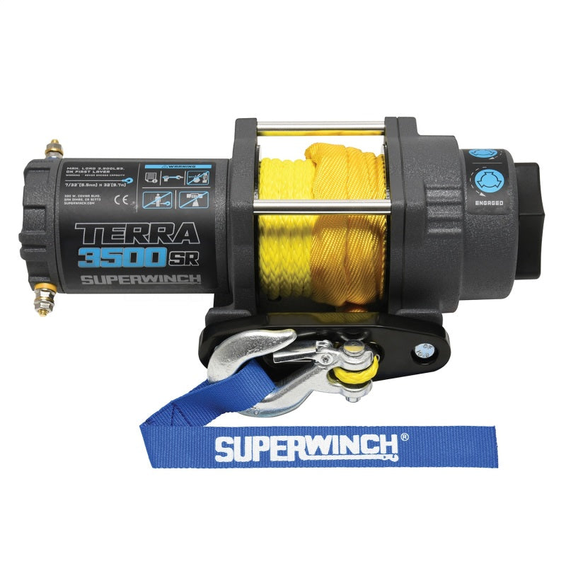 Superwinch 1135270 - SUW1135270 - Superwinch 3500 LBS 12V DC 7/32in x 32ft Synthetic Rope Terra 3500SR Winch - Gray Wrinkle - Shipped in Europe - Tuningsupply.com