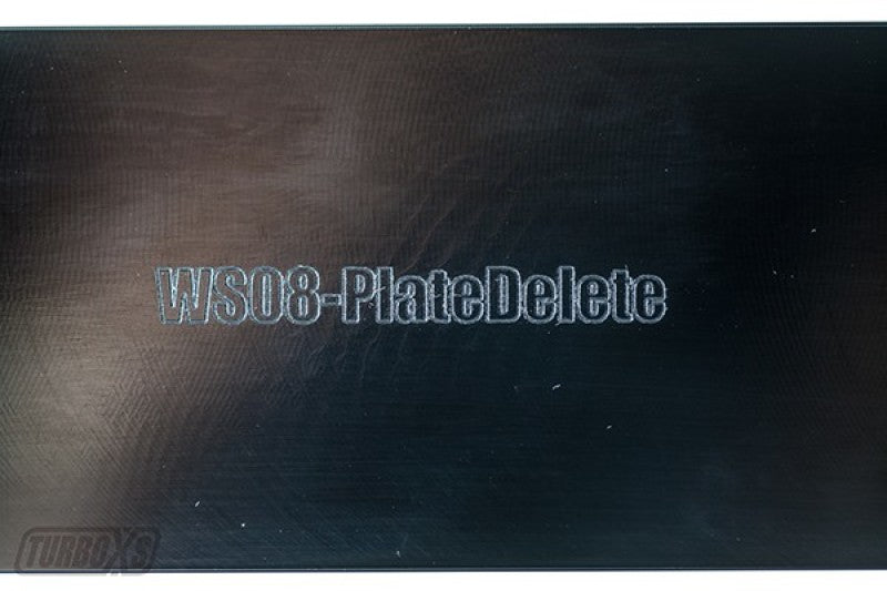 Turbo XS WS08-LPD-BLK-WRX - TXSWS08-LPD-BLK-WRX - Turbo XS 08-14 Subaru WRX/STi Billet Aluminum License Plate Delete Black Machined WRX Logo - Shipped in Europe - Tuningsupply.com