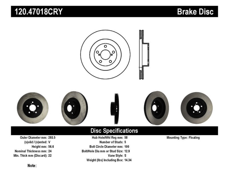 Stoptech 120.47018CRY - STO120.47018CRY - Stoptech 02-10 WRX Front CRYO-STOP Rotor - Shipped in Europe - Tuningsupply.com