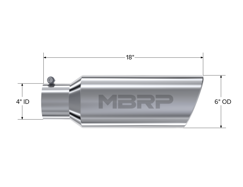 MBRP PT5130 - MBRPT5130 - MBRP Universal Tip 6in OD Rolled End 4in Inlet 18in Length T304 - Shipped in Europe - Tuningsupply.com