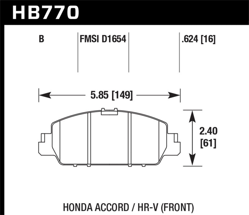 Hawk Performance KHB770B.624 - HAWKHB770B.624 - Hawk 13-17 Honda Accord HPS 5.0 Front Brake Pads - Shipped in Europe - Tuningsupply.com