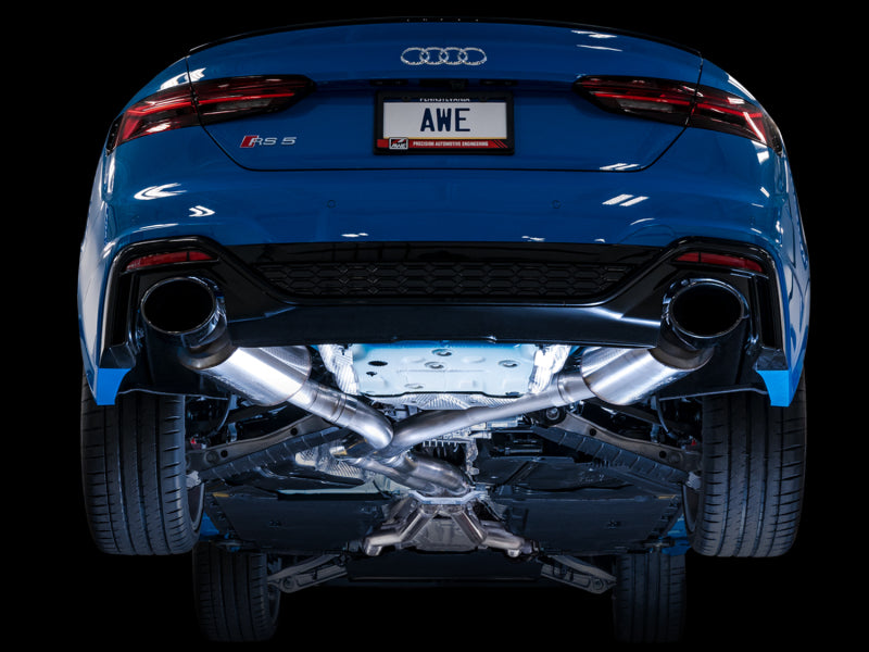 AWE Tuning 3015-33123 - AWE3015-33123 - AWE Tuning Audi B9.5 RS 5 Coupe Non-Resonated Touring Edition Exhaust - RS-Style Diamond Black Tips - Shipped in Europe - Tuningsupply.com