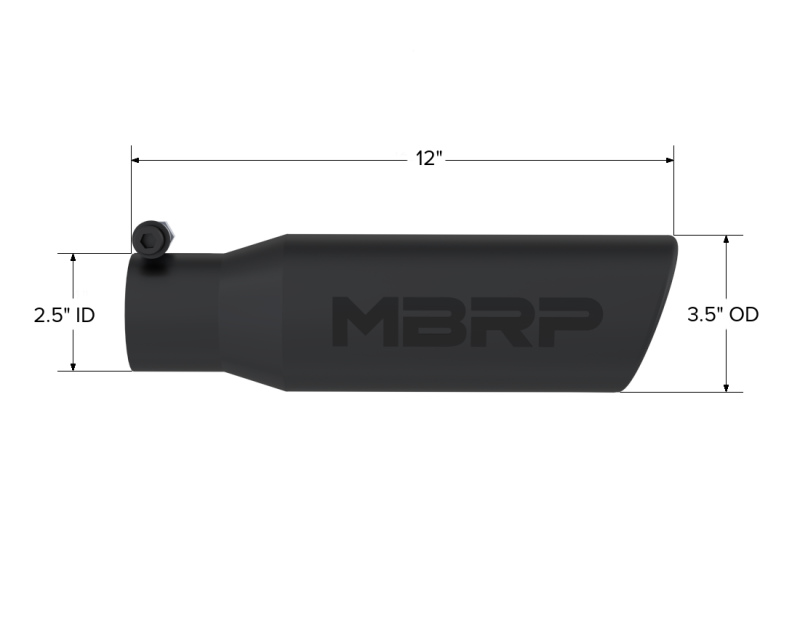 MBRP PT5113BLK - MBRPT5113BLK - MBRP Universal Tip 3in O.D. Angled Rolled End 2 inlet 12 length - Black Finish - Shipped in Europe - Tuningsupply.com