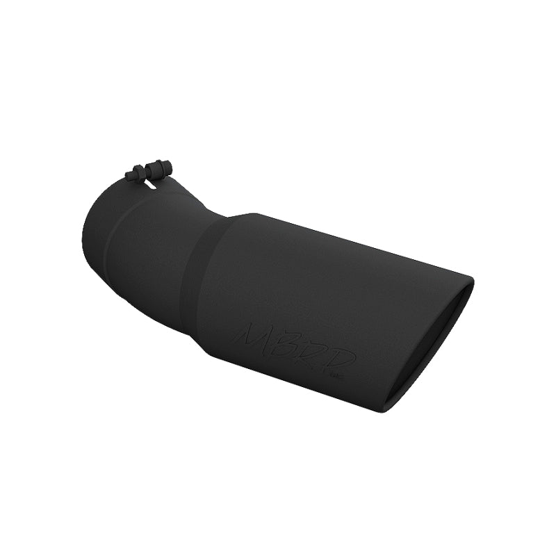 MBRP PT5154BLK - MBRPT5154BLK - MBRP Universal Tip 6in OD 5in Inlet 15.5in Length 30 Deg Bend Angled Rolled End Black - Shipped in Europe - Tuningsupply.com