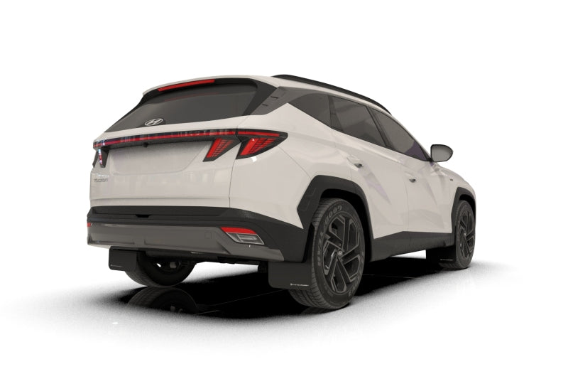 Rally Armor MF135-UR-BLK-WH - RALMF135-UR-BLK-WH - Rally Armor 2025+ Hyundai Tucson (Excl. ICE & XRT) Black UR Mud Flap w/ White Logo - Shipped in Europe - Tuningsupply.com
