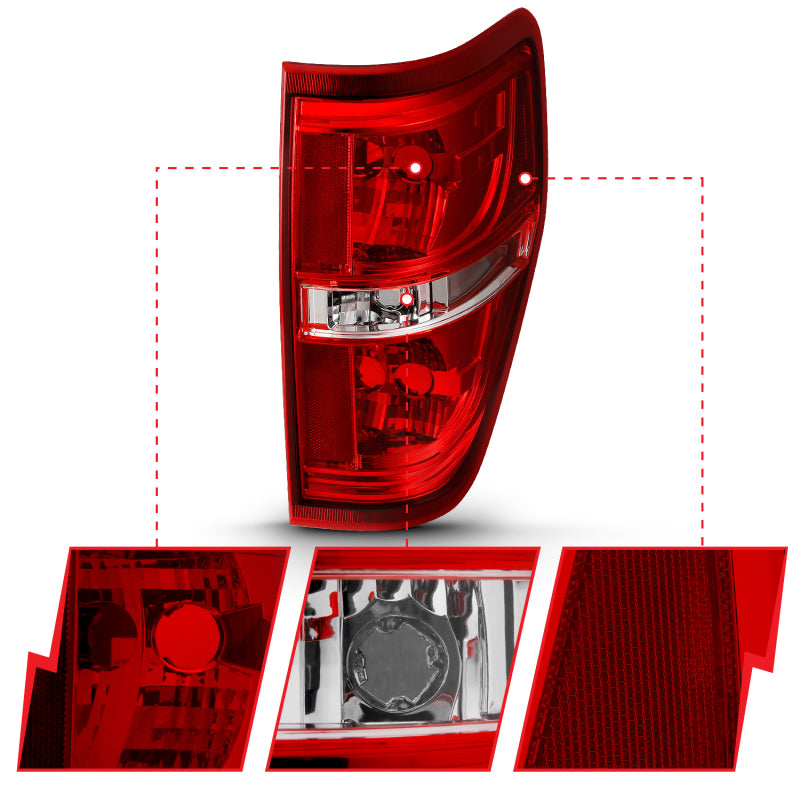 ANZO 311299 - ANZ311299 - ANZO 2009-2014 Ford F-150 Euro Taillight Red/Clear (W/O Bulb) - Shipped in Europe - Tuningsupply.com