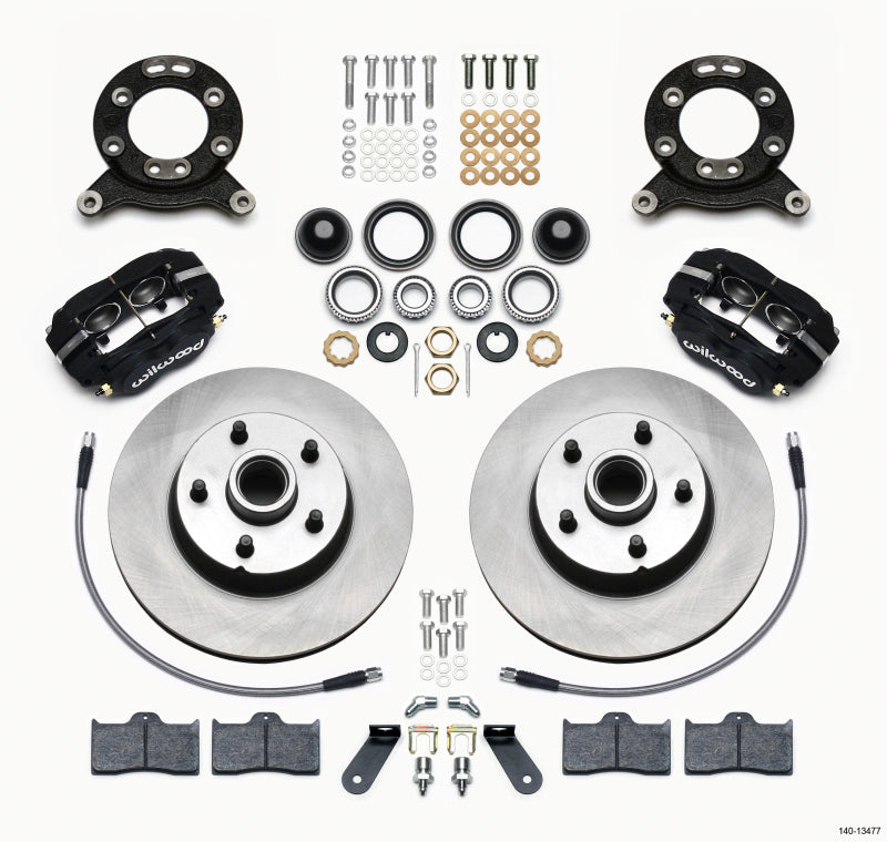 Wilwood 140-13477 - WIL140-13477 - Wilwood Forged Dynalite-M Front Kit 11.30in 1 PC Rotor&Hub 1970-1973 Mustang Disc & Drum Spindle - Shipped in Europe - Tuningsupply.com