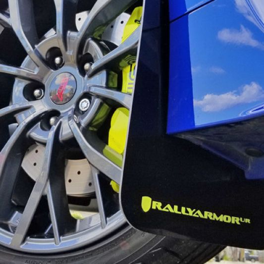 Rally Armor MF32-UR-BLK/CGN - RALMF32-UR-BLK/CGN - Rally Armor 15-21 Subaru WRX/STI Black UR Mud Flap w/Green Logo - Shipped in Europe - Tuningsupply.com