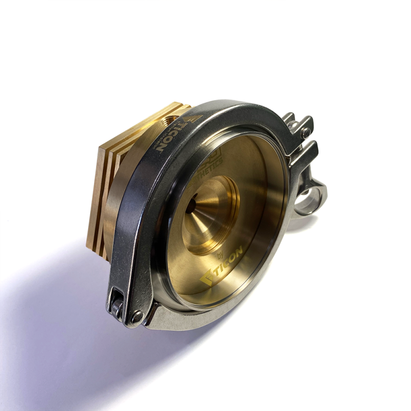 Ticon 903-75076-1001 - TIC903-75076-1001 - Ticon Industries Tig Aesthetics 3in Universal V-Band Heat Sink w/ Purge - Tellurium Copper - Shipped in Europe - Tuningsupply.com