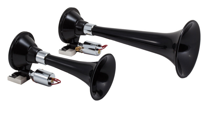 Kleinn Air Horns 220 - KLE220 - Kleinn Black Dual Horn/ 13In/8In - High Impact ABS Trumpet/ Zinc Alloy Base - Shipped in Europe - Tuningsupply.com