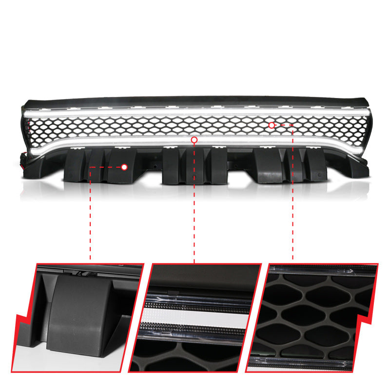 ANZO 901028 - ANZ901028 - ANZO 15-23 Dodge Charger Black LED Grille w/ Initiation & Running Light/DRL Bar - Shipped in Europe - Tuningsupply.com
