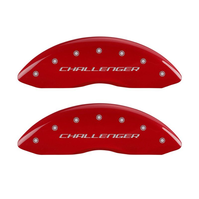 MGP 12181SCLBRD - MGP12181SCLBRD - MGP 4 Caliper Covers Engraved Front & Rear Block/Challenger Red finish silver ch - Shipped in Europe - Tuningsupply.com
