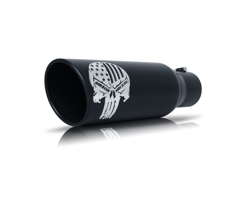 Gibson 76-1003 - GIB76-1003 - Gibson Patriot Skull Rolled Edge Angle-Cut Tip- 5in OD/2.25-2.5in Inlet/12in Length - Black Ceramic - Shipped in Europe - Tuningsupply.com