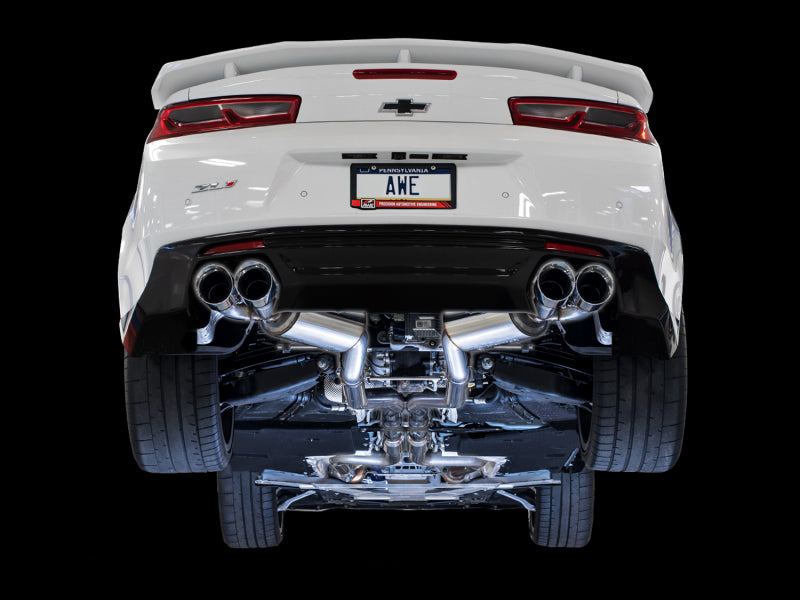 AWE Tuning 3015-42092 - AWE3015-42092 - AWE Tuning 16-19 Chevy Camaro SS Res Cat-Back Exhaust -Touring Edition (Quad Chrome Silver Tips) - Shipped in Europe - Tuningsupply.com