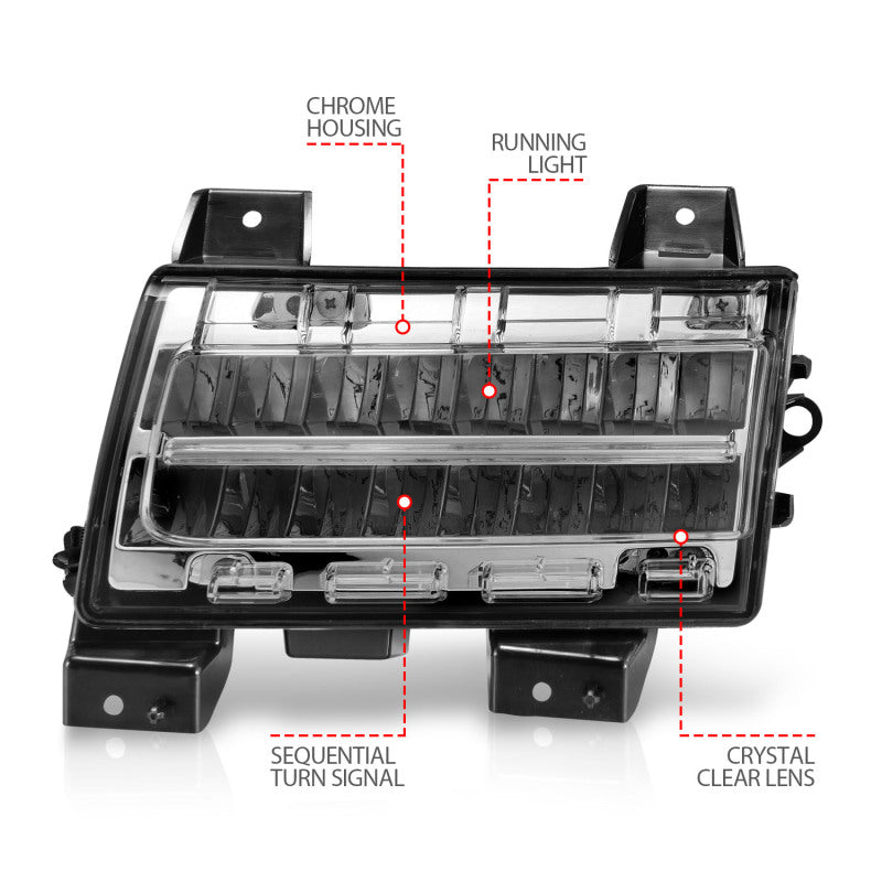 ANZO 511086 - ANZ511086 - ANZO 2018-2021 Jeep Wrangler LED Side Markers Chrome Housing Clear Lens w/ Sequential Signal - Shipped in Europe - Tuningsupply.com