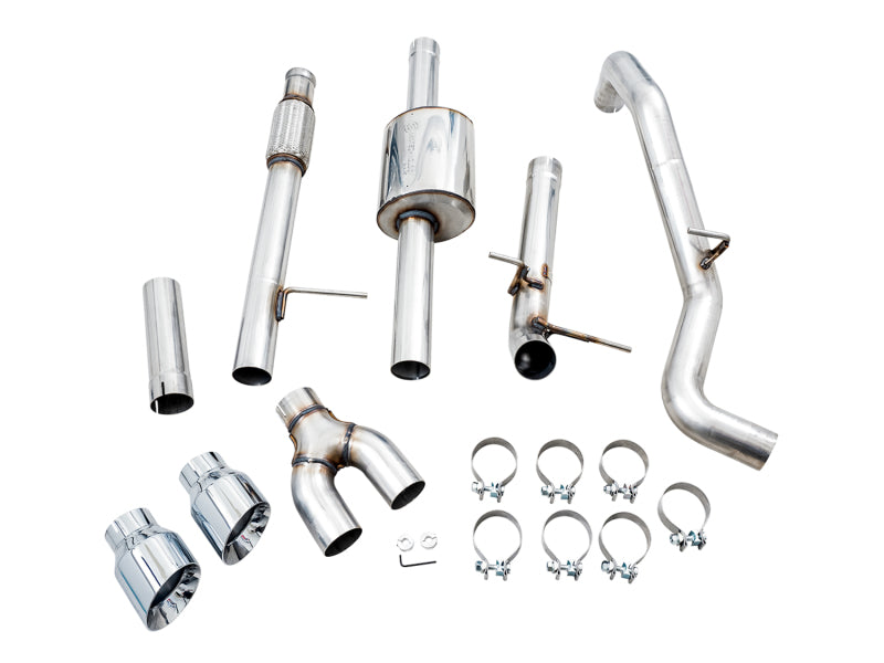 AWE Tuning 3015-22207 - AWE3015-22207 - AWE Tuning 4th Gen GM 1500 5.3L 0FG Catback Dual Side Exit (Flat Bumper) - Chrome Tips - Shipped in Europe - Tuningsupply.com