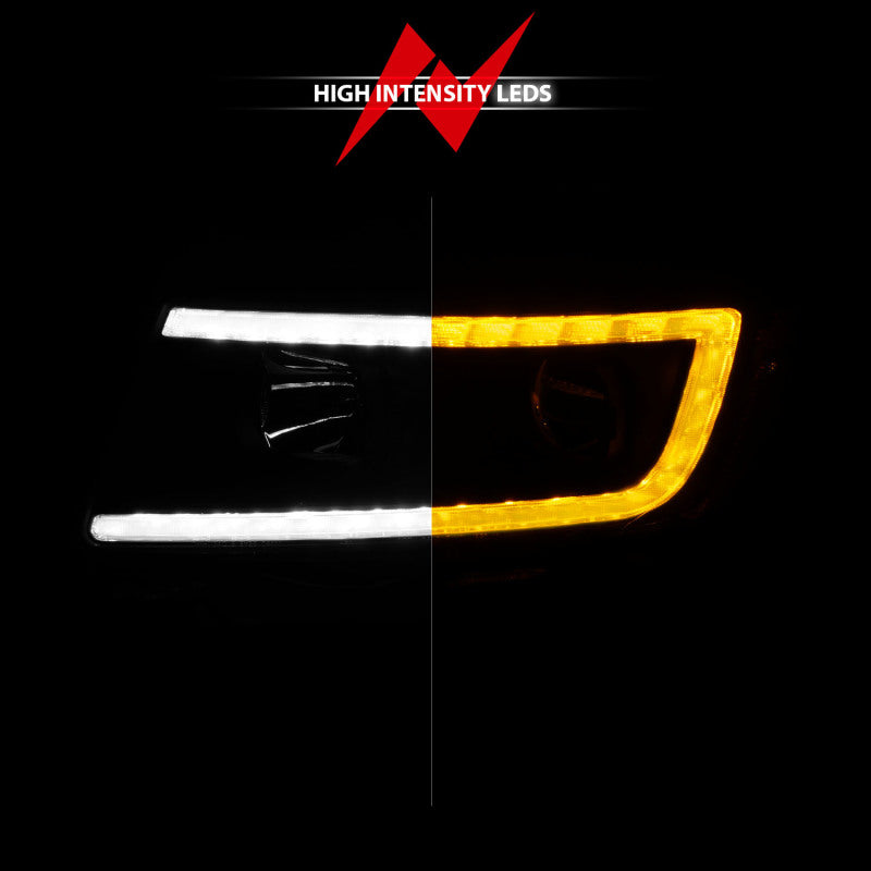 ANZO 111568 - ANZ111568 - ANZO 11-13 Jeep Grand Cherokee (Factory Halogen Only) Projector Headlights w/Light Bar Swtchbk Black - Shipped in Europe - Tuningsupply.com