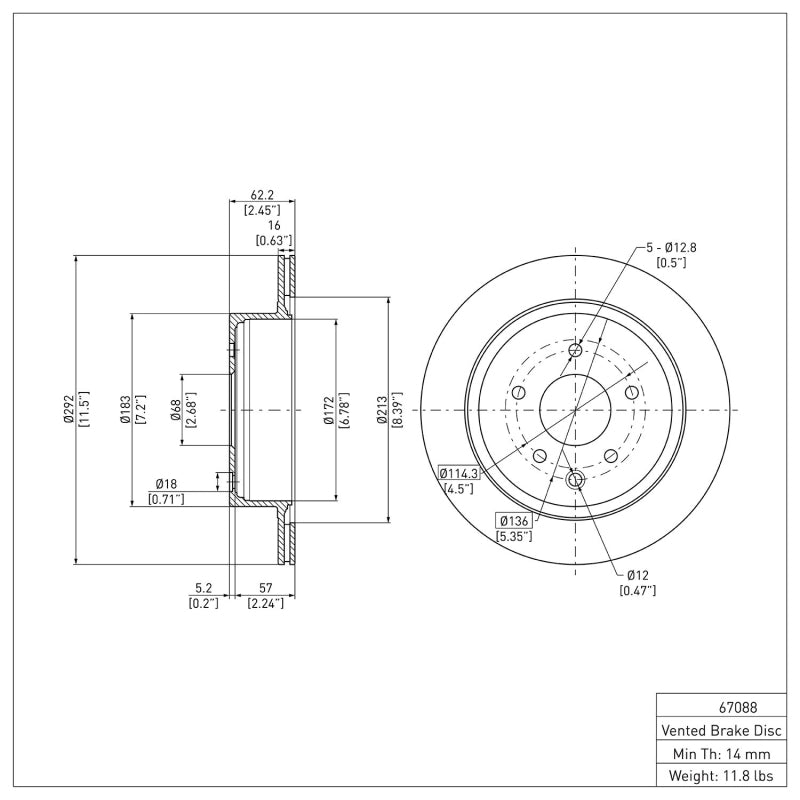 DFC 600-67088 - DFC600-67088 - DFC 02-25 Infiniti G35 Rear Brake Rotor - Shipped in Europe - Tuningsupply.com