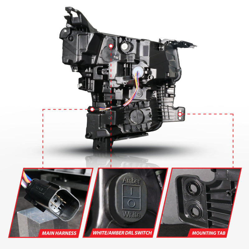 ANZO 111636X-L - ANZ111636X-L - ANZO 21-23 Chevy Tahoe/Suburban LED Light Bar Style Headlights Black w/ Sequential DRL (Left Side) - Shipped in Europe - Tuningsupply.com