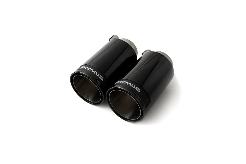 Remus 0046 98CBR - RMS0046 98CBR - Remus Stainless Steel 98mm Straight Black Chrome w/Carbon Insert Tail Pipe Set (Quad Tips) - Shipped in Europe - Tuningsupply.com