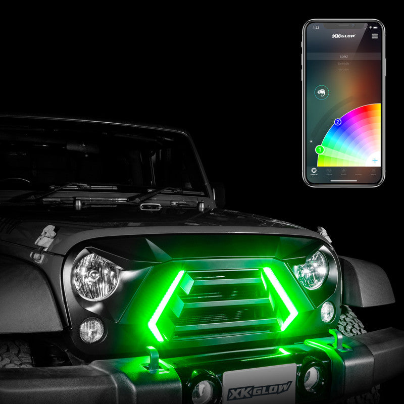 XKGLOW XK-GRILL-JK1-DM - XKGXK-GRILL-JK1-DM - XK Glow JK Wrangler XKCHROME LED Grill Kit (Dual Mode) - Shipped in Europe - Tuningsupply.com