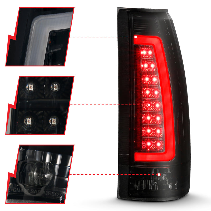ANZO 311345 - ANZ311345 - ANZO 1999-2000 Cadillac Escalade LED Taillights Black Housing Smoke Lens Pair - Shipped in Europe - Tuningsupply.com