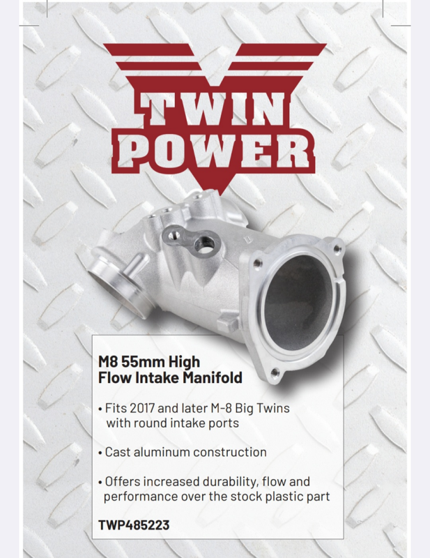 TwinPower 485223 - TWP485223 - Twin Power 55mm Aluminum High Flow intake for 2017+ M-8 - Shipped in Europe - Tuningsupply.com