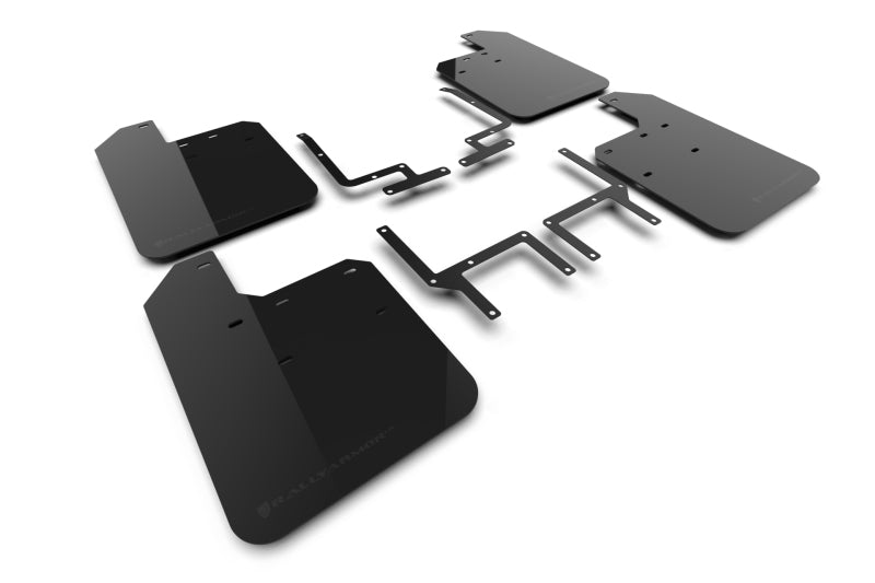 Rally Armor MF124-UR-BLK-MBK - RALMF124-UR-BLK-MBK - Rally Armor 2018+ Jeep Wrangler Rubicon JL Black UR Mud Flap w/ Metallic Black Logo - Shipped in Europe - Tuningsupply.com