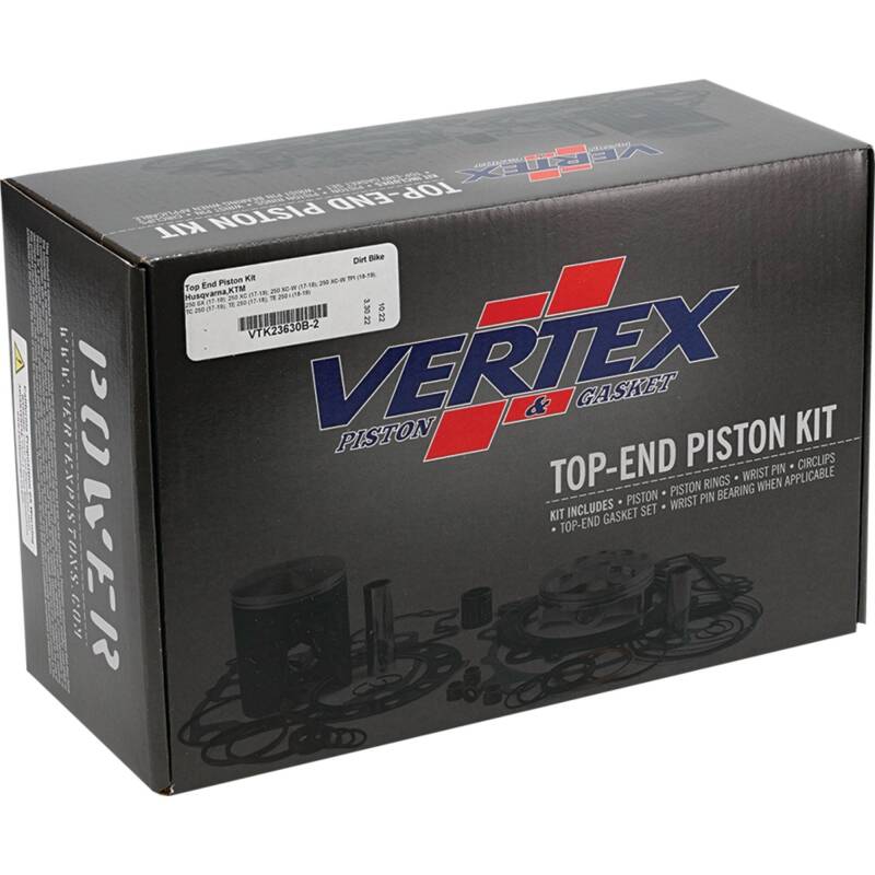 Vertex Pistons VTK23630B-2 - VEPVTK23630B-2 - Vertex Pistons 17-22 250 SX/17-19 250 XC/20-22 250 XC TPI Top End Piston Kit - Shipped in Europe - Tuningsupply.com