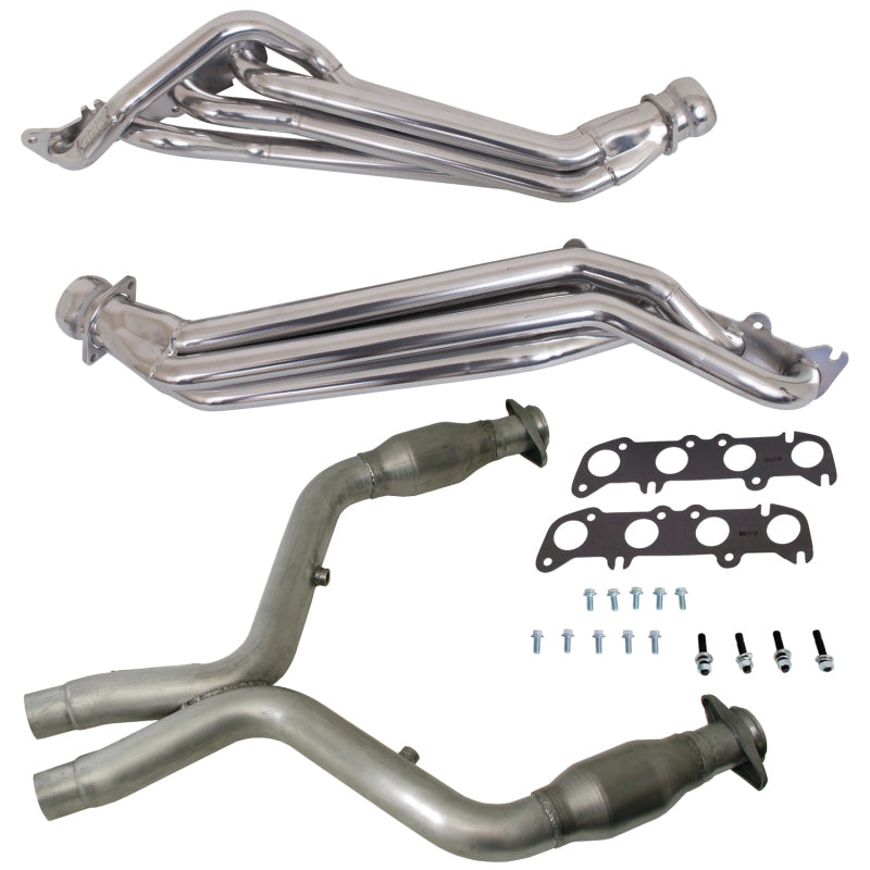 BBK 16333 - BBK16333 - BBK 11-14 Ford Mustang GT 1-3/4 Long Tube Headers w/High Flow Catted Mid Pipe (Silver Ceramic) - Shipped in Europe - Tuningsupply.com
