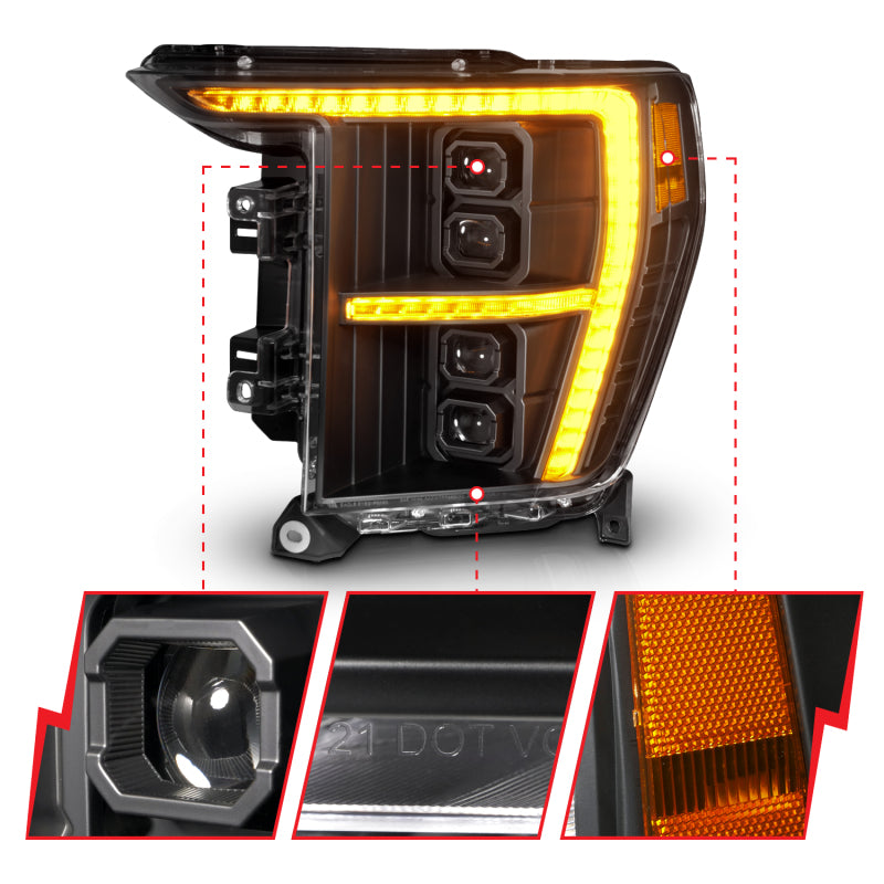 ANZO 111593X-R - ANZ111593X-R - ANZO 21-23 Ford F-150 (w/Factory Halogen) Z-Series Full LED Proj Headlights - Pass. Side ONLY - Shipped in Europe - Tuningsupply.com