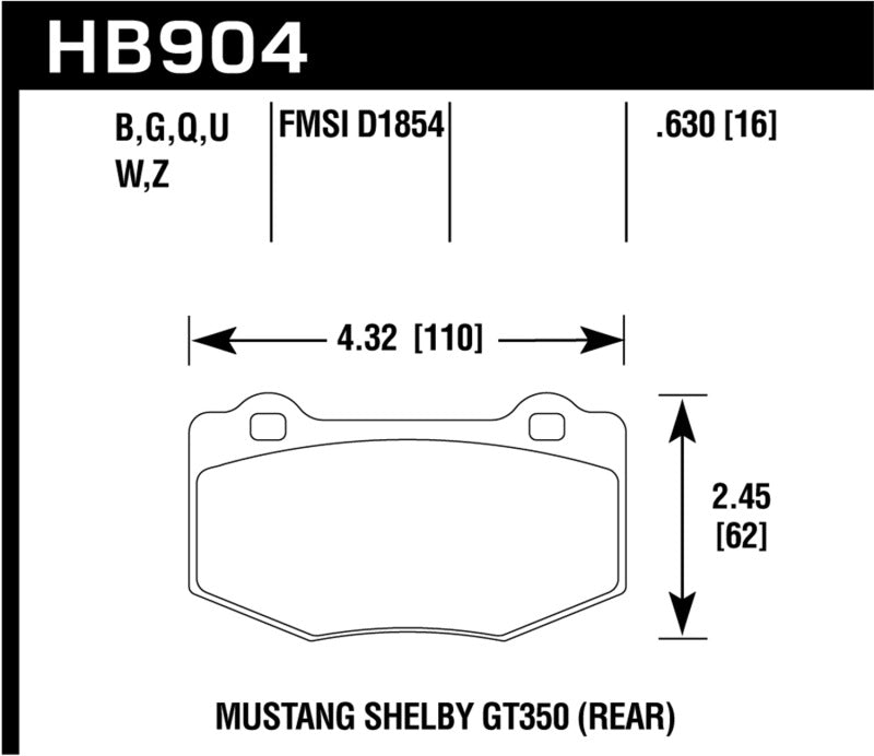 Hawk Performance HB904B.630 - HAWKHB904B.630 - Hawk 15-17 Ford Mustang HPS 5.0 Rear Brake Pads - Shipped in Europe - Tuningsupply.com
