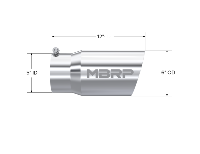 MBRP PT5074 - MBRPT5074 - MBRP Universal Tip 6 O.D. Dual Wall Angled 5 inlet 12 length - Shipped in Europe - Tuningsupply.com