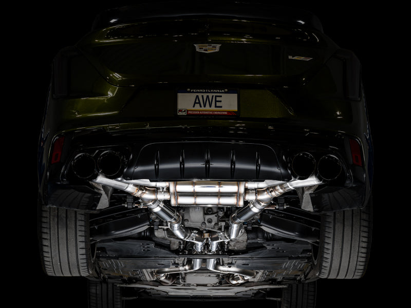 AWE Tuning 3025-43436 - AWE3025-43436 - AWE Tuning 2021+ Cadillac CT4-V Blackwing SwitchPath Exhaust - Diamond Black Tips - Shipped in Europe - Tuningsupply.com