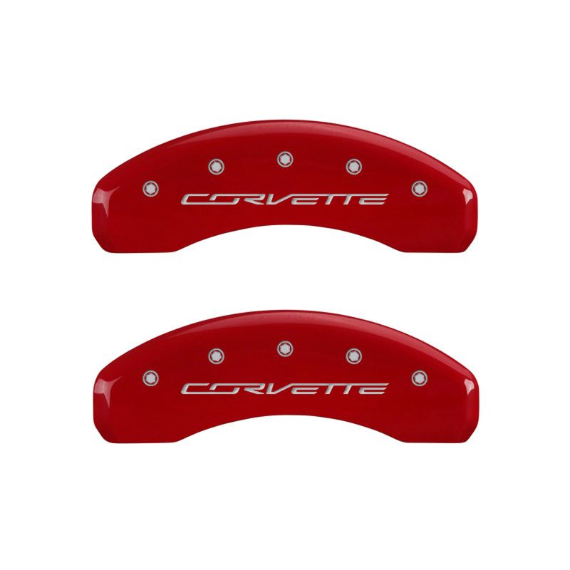 MGP 13009SCV7RD - MGP13009SCV7RD - MGP 4 Caliper Covers Engraved Front & Rear C7/Corvette Red finish silver ch - Shipped in Europe - Tuningsupply.com