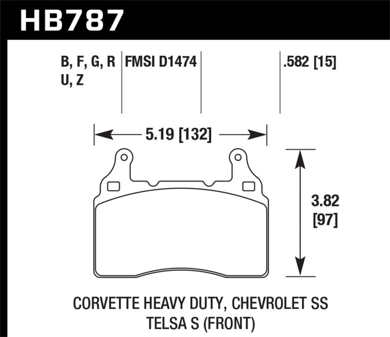 Hawk Performance KHB787G.582 - HAWKHB787G.582 - Hawk 15-17 Chevy Corvette Z51 DTC-60 Race Front Brake Pads - Shipped in Europe - Tuningsupply.com