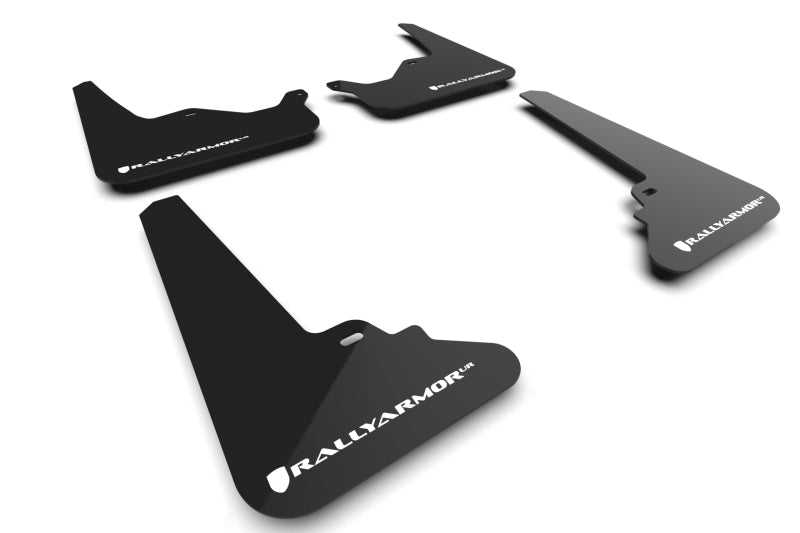 Rally Armor MF101-UR-BLK-WH - RALMF101-UR-BLK-WH - Rally Armor 21-26 Tesla Model S / S Plaid Black UR Mud Flap w/White Logo - Shipped in Europe - Tuningsupply.com