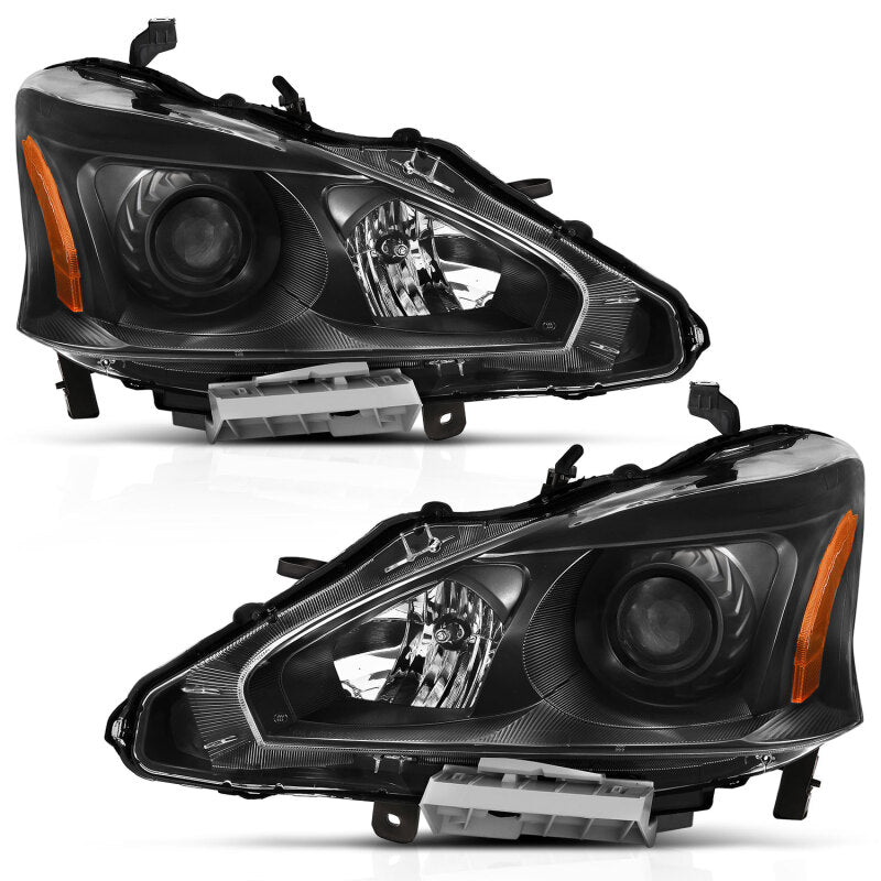 ANZO 121549 - ANZ121549 - ANZO 2013-2015 Nissan Altima Projector Headlight Black Amber - Shipped in Europe - Tuningsupply.com