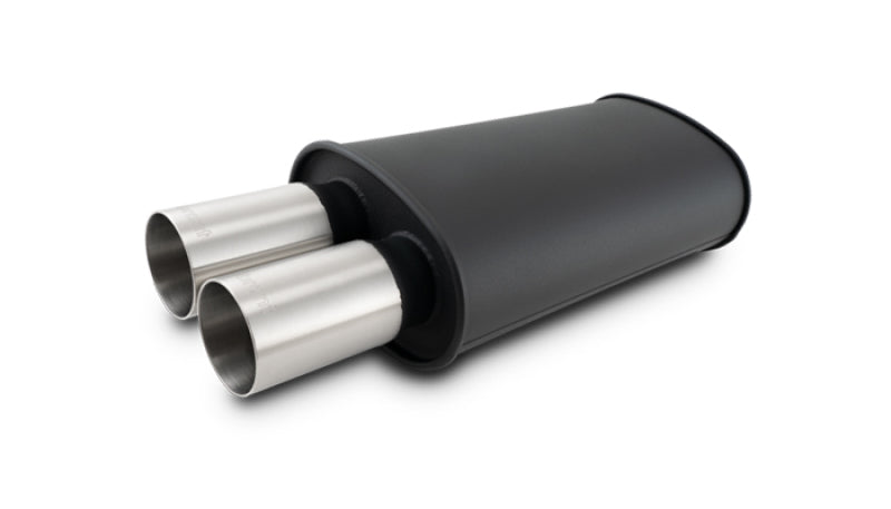 Vibrant 12321 - VIB12321 - Vibrant StreetPower Flat Muffler Dual 304SS Brushed Tips 9in x 5in x 15in - 3in Dual Inlet - Shipped in Europe - Tuningsupply.com