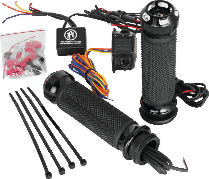 Performance Machine 0063-2093-BM - PFM0063-2093-BM - Performance Machine FLHX TBW Apex Heated Grips - Contrast Cut - Shipped in Europe - Tuningsupply.com