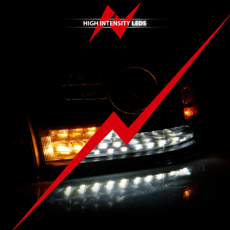 ANZO 111489 - ANZ111489 - ANZO 2009-2018 Dodge Ram 1500 Projector Headlights Plank Style Halo w/Switchback Matte Black - Shipped in Europe - Tuningsupply.com