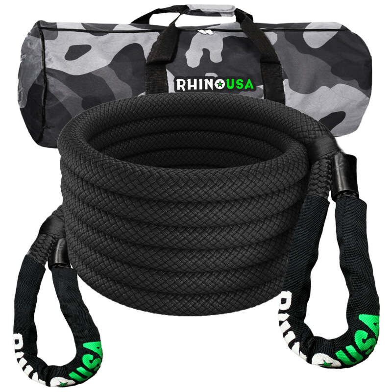 Rhino USA KROPE-1.25X30-BLK - RSAKROPE-1.25X30-BLK - Rhino USA Kinetic Energy Recovery Rope (1.25In X 30Ft) Black - Shipped in Europe - Tuningsupply.com