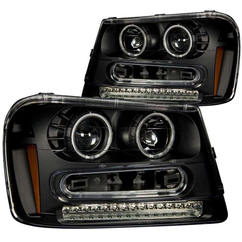 ANZO 111127 - ANZ111127 - ANZO 2002-2009 Chevrolet Trailblazer Projector Headlights w/ Halo Black - Shipped in Europe - Tuningsupply.com