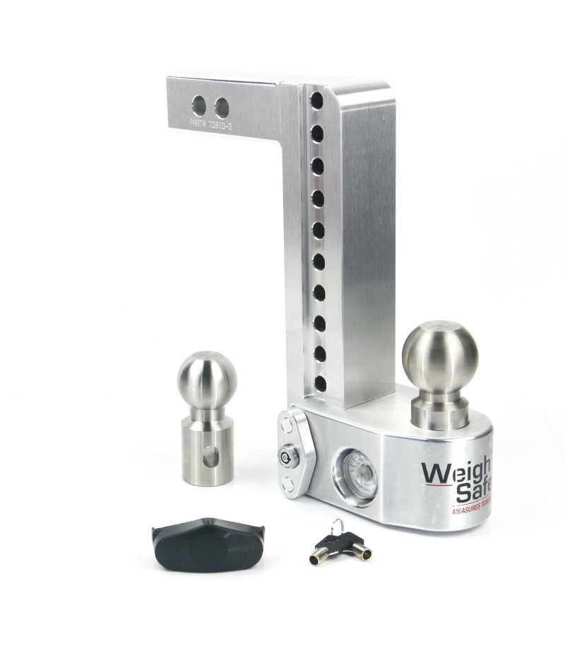 Weigh Safe WS10-2 - WEIWS10-2 - Weigh Safe 10in Drop Hitch w/Built-in Scale & 2in Shank (10K/12.5K GTWR) - Aluminum - Shipped in Europe - Tuningsupply.com