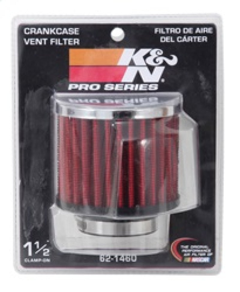 K&N Engineering 62-1460 - KNN62-1460 - K&N 1.5in Flange ID x 3in OD x 2.5in H Chrome Finish Rubber Base Crankcase Vent Filter - Shipped in Europe - Tuningsupply.com