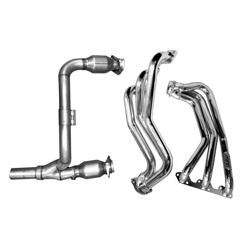 BBK 40500 - BBK40500 - BBK 07-11 Jeep 3.8 V6 Long Tube Exhaust Headers And Y Pipe And Converters - 1-5/8 Silver Ceramic - Shipped in Europe - Tuningsupply.com