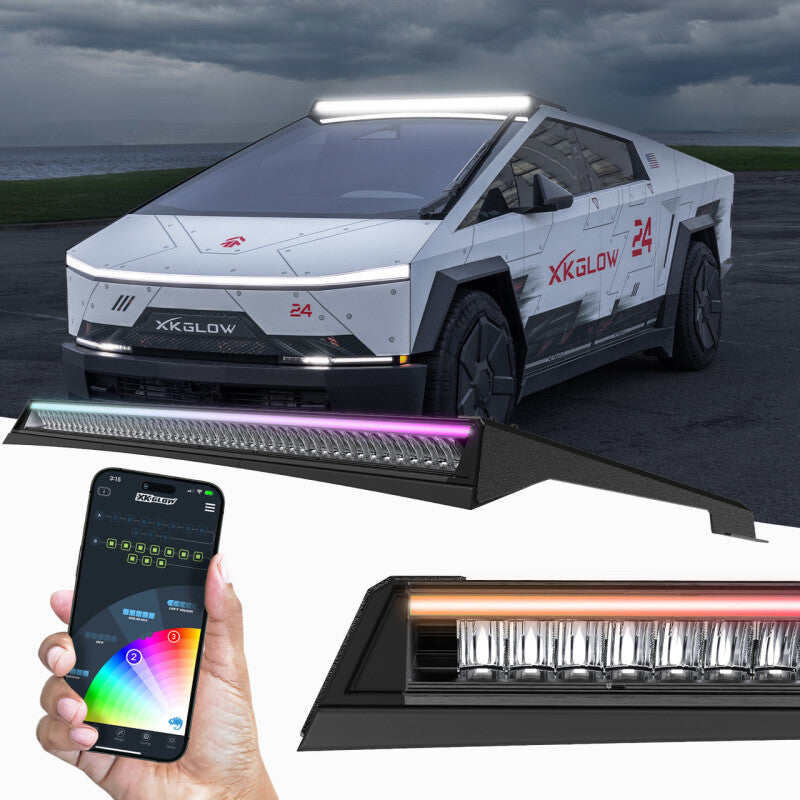 XKGLOW MX-CTLB - XKGMX-CTLB - XK Glow Tesla Cybertruck XKmax 50in Roof LED Off-Road Light Bar w/ RGBW Chasing DRL & App Control - Shipped in Europe - Tuningsupply.com