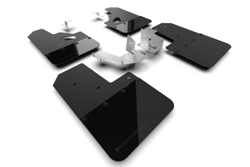 Rally Armor MF85-RR-PL-MBK - RALMF85-RR-PL-MBK - Rally Armor 21-25 Ford Bronco (Plstc Bmpr + RR - NO Rptr/Sprt) Blk Mud Flap w/Met. Blk Logo - Shipped in Europe - Tuningsupply.com